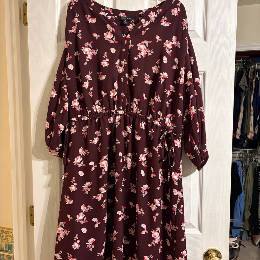 41 Hawthorn Burgundy and Pink Floral Dress